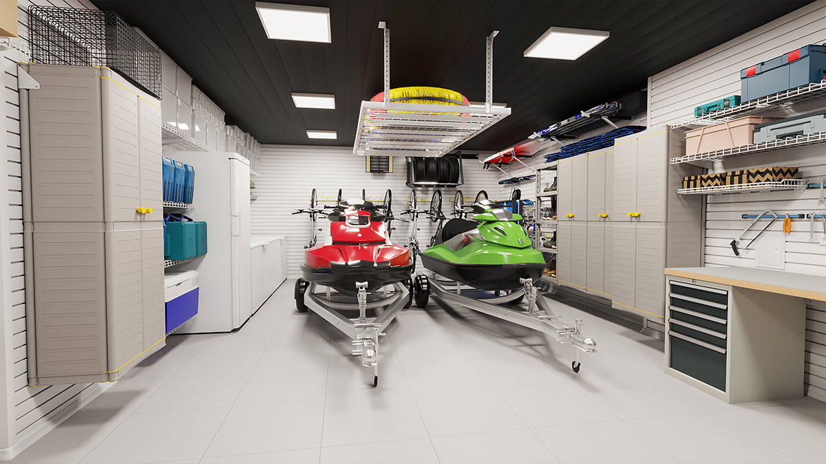Дизайн | Просторный гараж для мототехники и водного транспорта